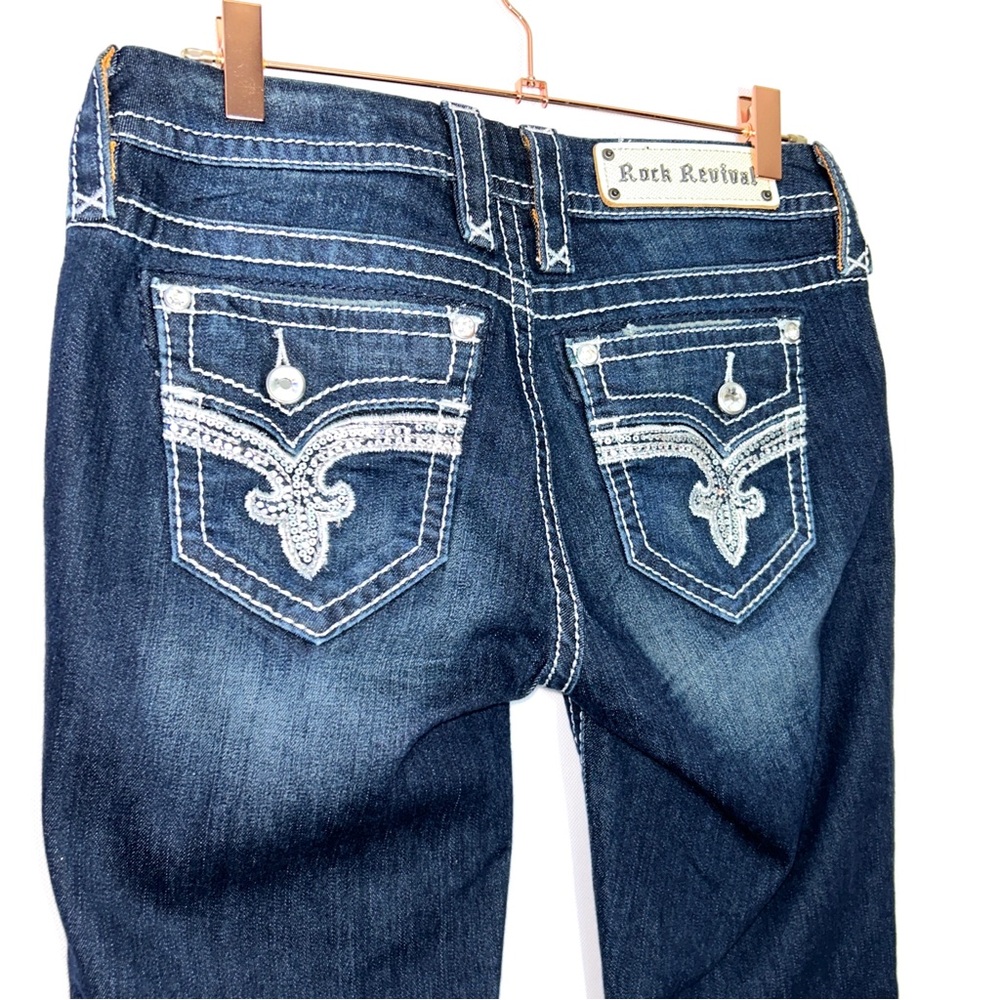 Rock Revival 26 Western Embroidered Betty Dark Wash Easy‎ Bootcut Jeans